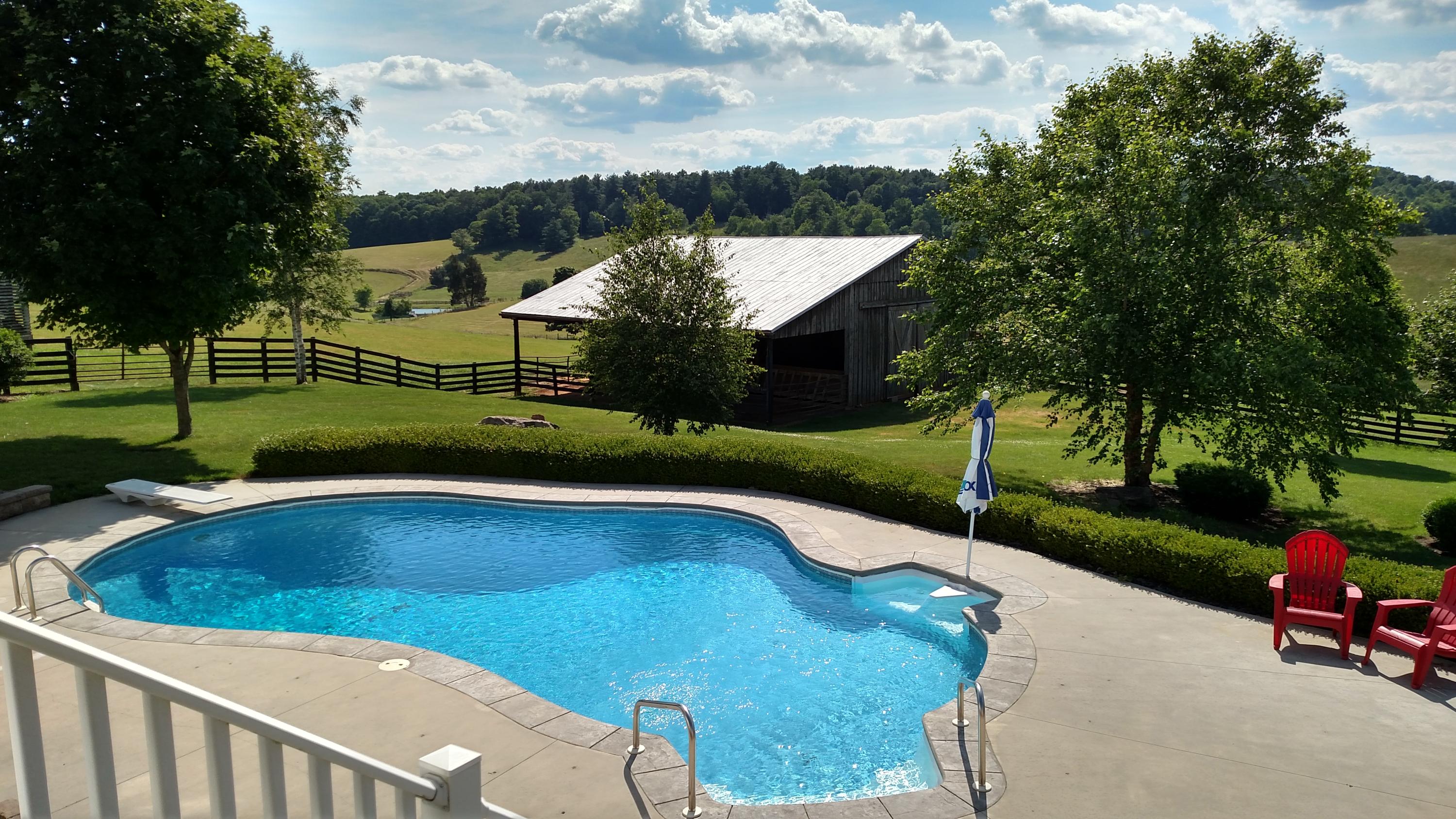 1330 Huffville Road Northeast Pilot, VA 24138 - Photo 19 of 100 a view of a house with a swimming pool and a yard