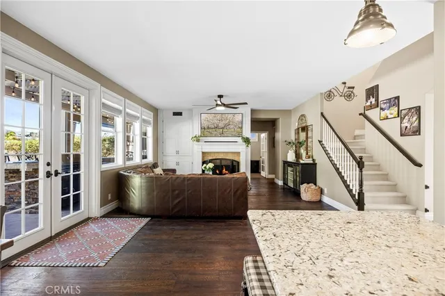 a workspace with furniture and window