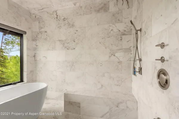 a bathroom with a tub