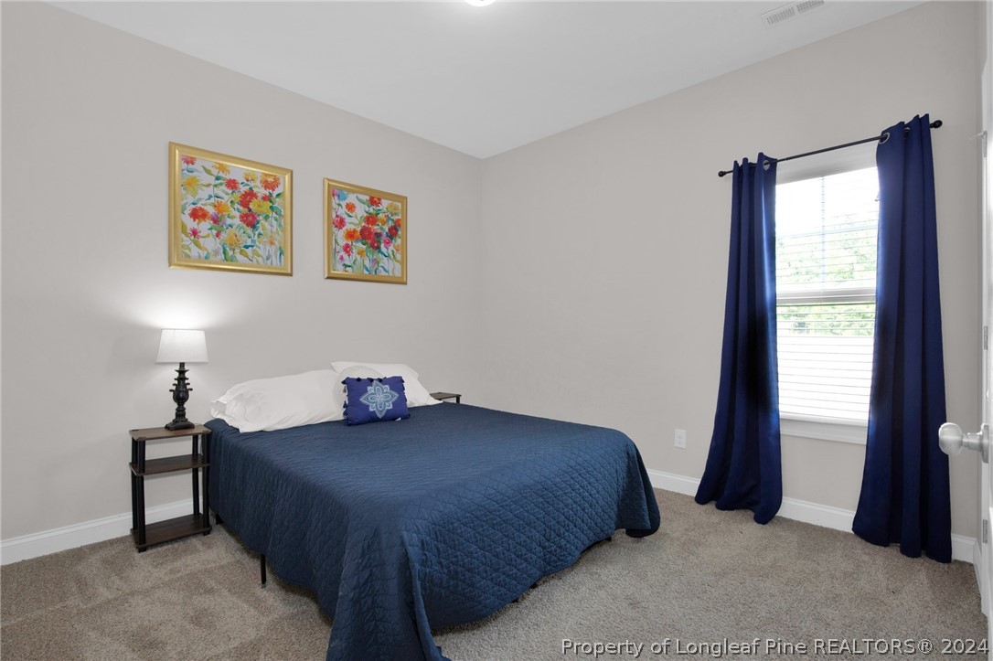 9670 East Reeves Bridge Road Linden, NC 28356 - Photo 15 of 35 a bedroom with a bed and a large window