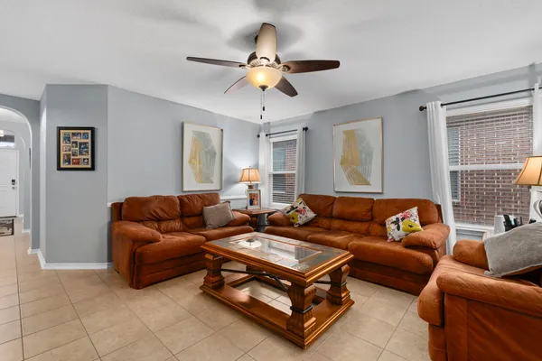 a living room with furniture