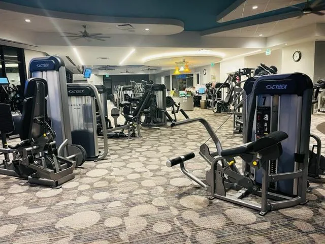 a room with gym equipment