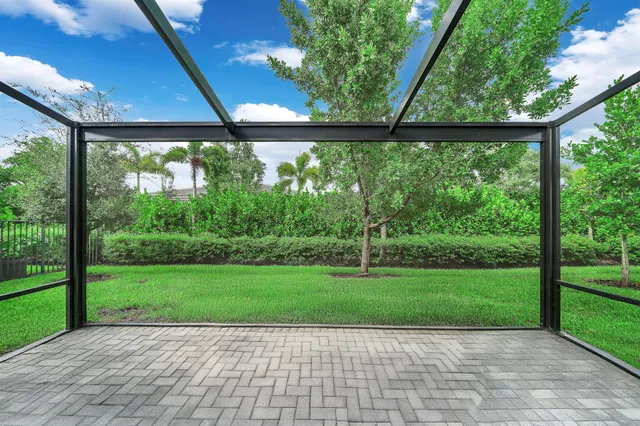 a view of a porch with a backyard