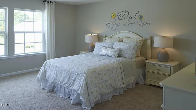 a bed room with a bed and a window