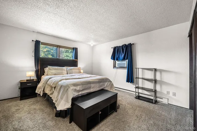 a bedroom with a bed and dresser