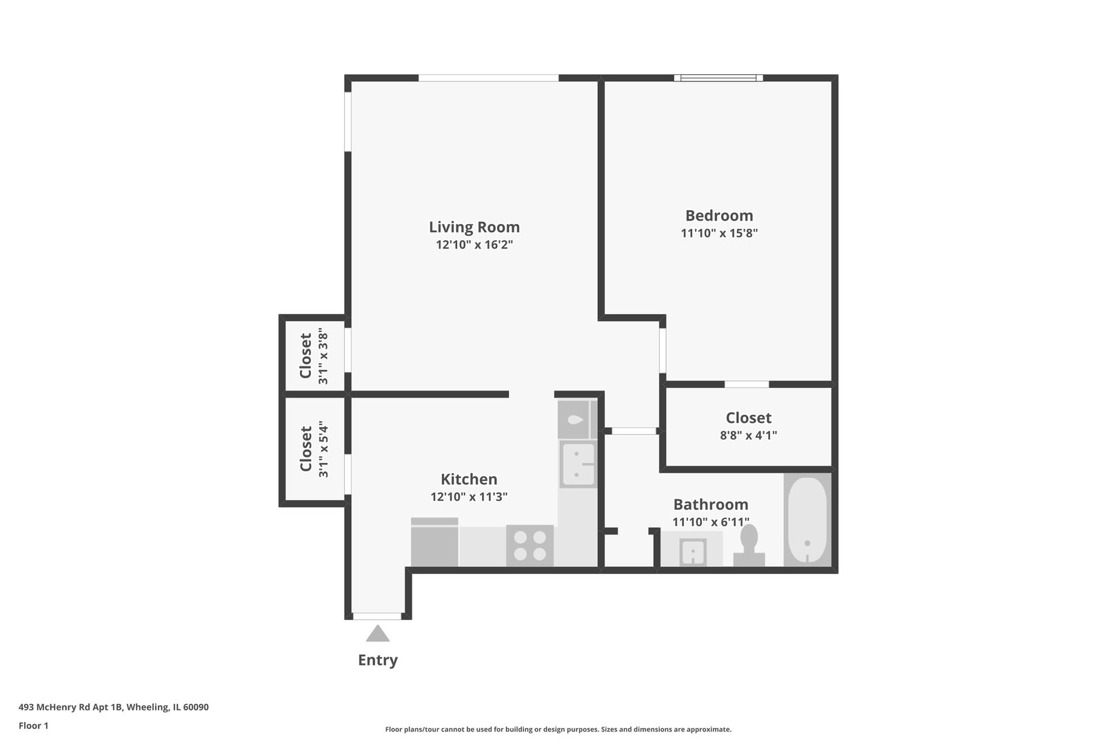 493 McHenry Road, Unit 1B Wheeling, IL 60090 - Photo 30 of 30 a picture of a floor plan