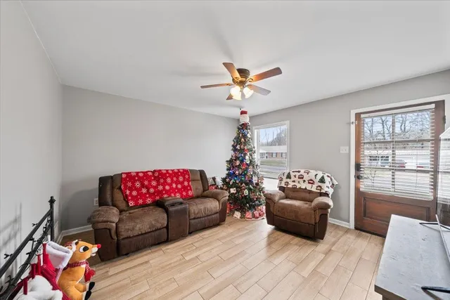 a living room with furniture flowerpot and a window