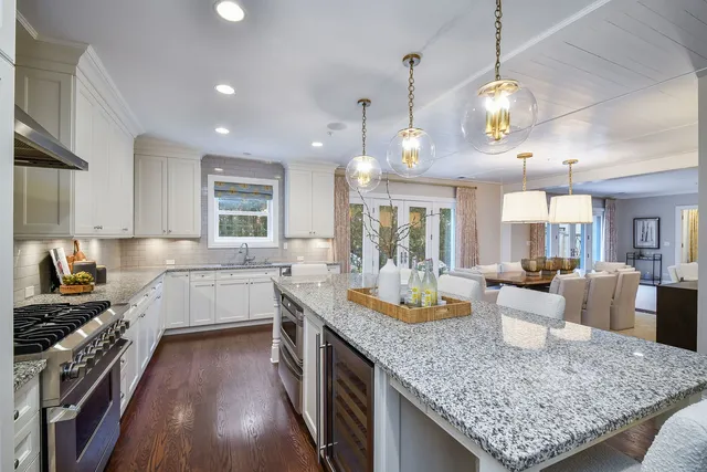 a kitchen with lots of counter top space
