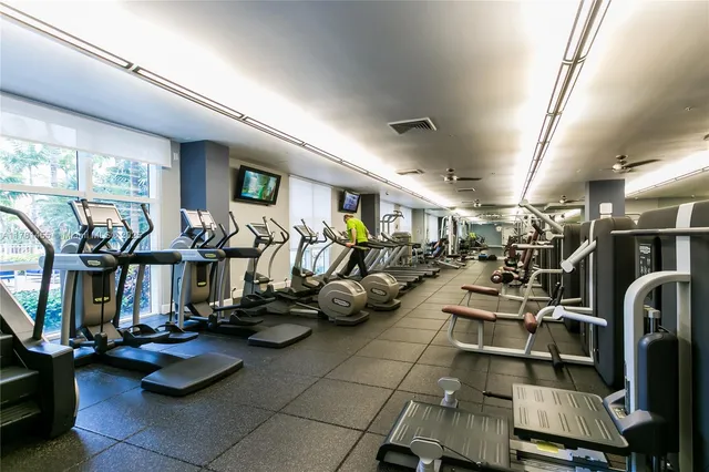 a view of a room with gym equipment