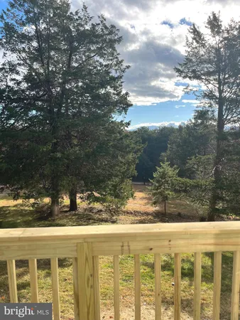 a view of a yard with mountain in the background