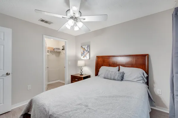 a view of small space with wooden floor