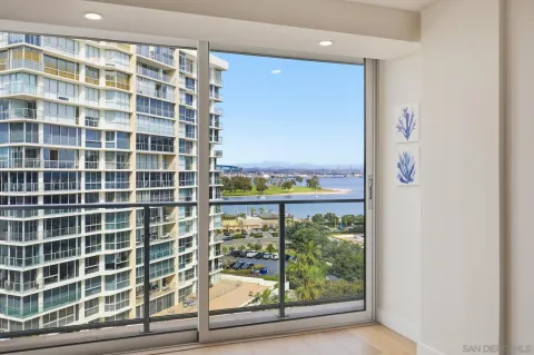 a view of a city with tall buildings