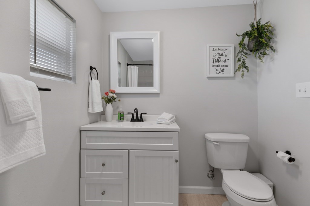 271 North Third Street Harper, TX 78631 - Photo 13 of 19 a bathroom with a toilet a sink and mirror