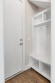 a view of an empty walk in closet