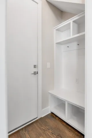 a view of an empty walk in closet