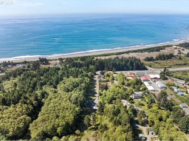 an aerial view of beach and ocean