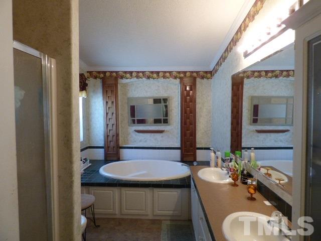 3855 Reedy Prong Church Road Dunn, NC 28334 - Photo 17 of 25 a bathroom with a sink a toilet and mirror