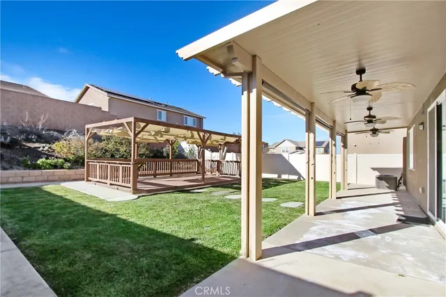 a view of a porch in front of a house