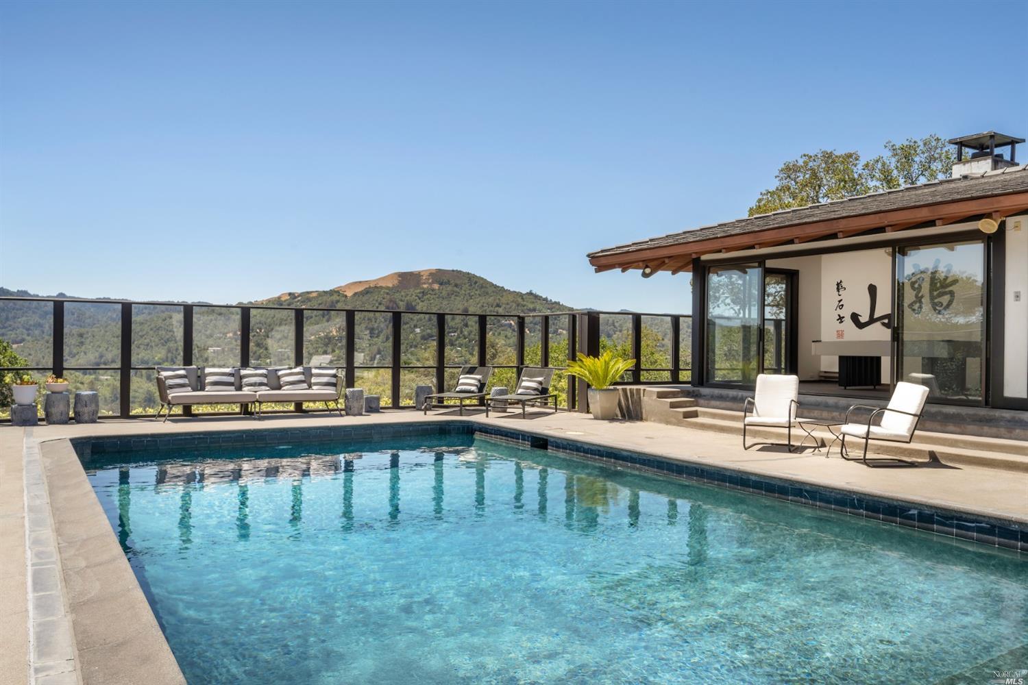21 Canyon Road Ross, CA 94957 - Photo 39 of 41 a view of a patio with swimming pool table and chairs