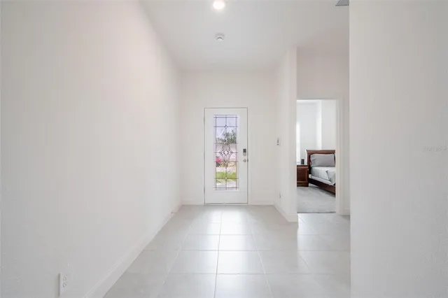 a view of a hallway with closet