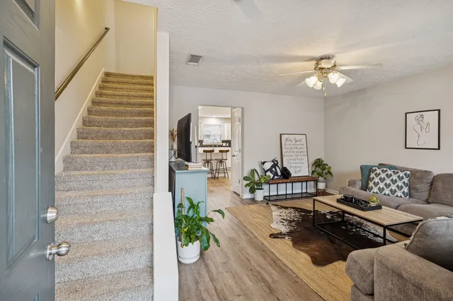 a living room with furniture