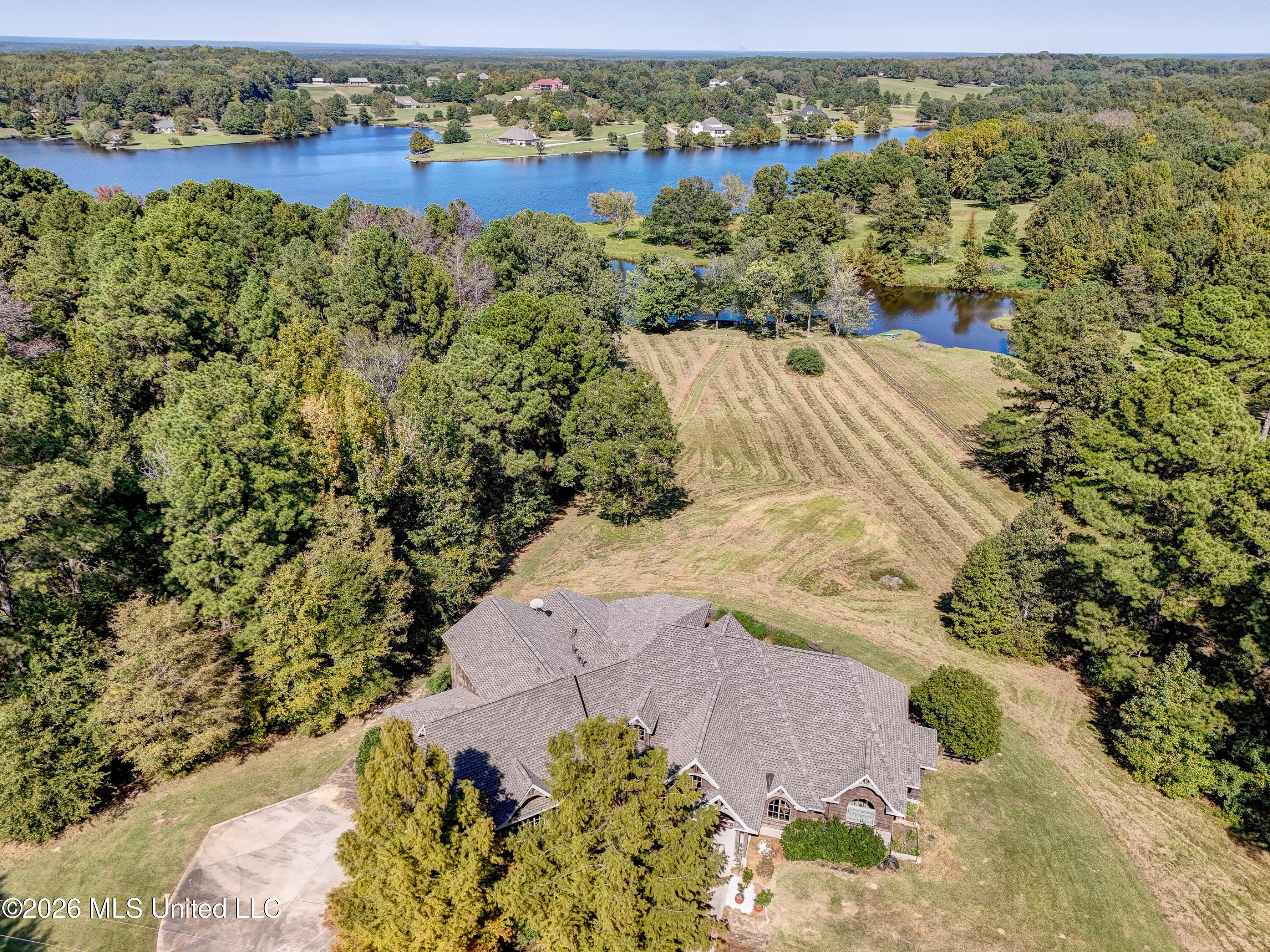 626 Cedar Hill Road Flora, MS 39071 - Photo 32 of 51 Aerial Property View with Lake
