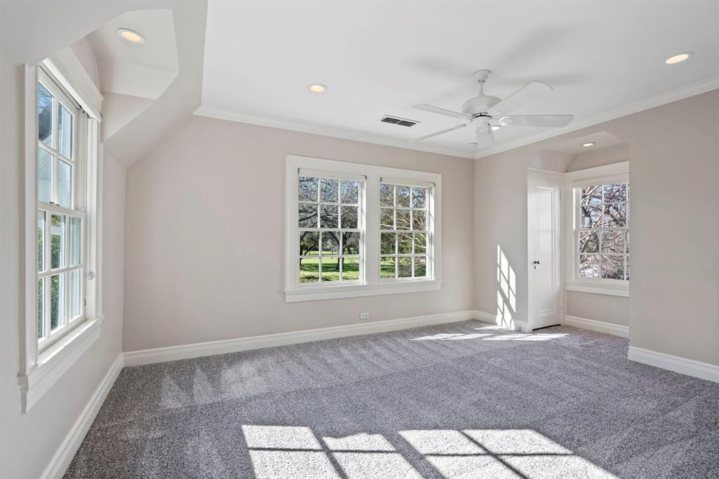 8530 Jourdan Way Dallas, TX 75225 - Photo 28 of 39 Additional living space featuring carpet flooring, recessed lighting, and ceiling fan