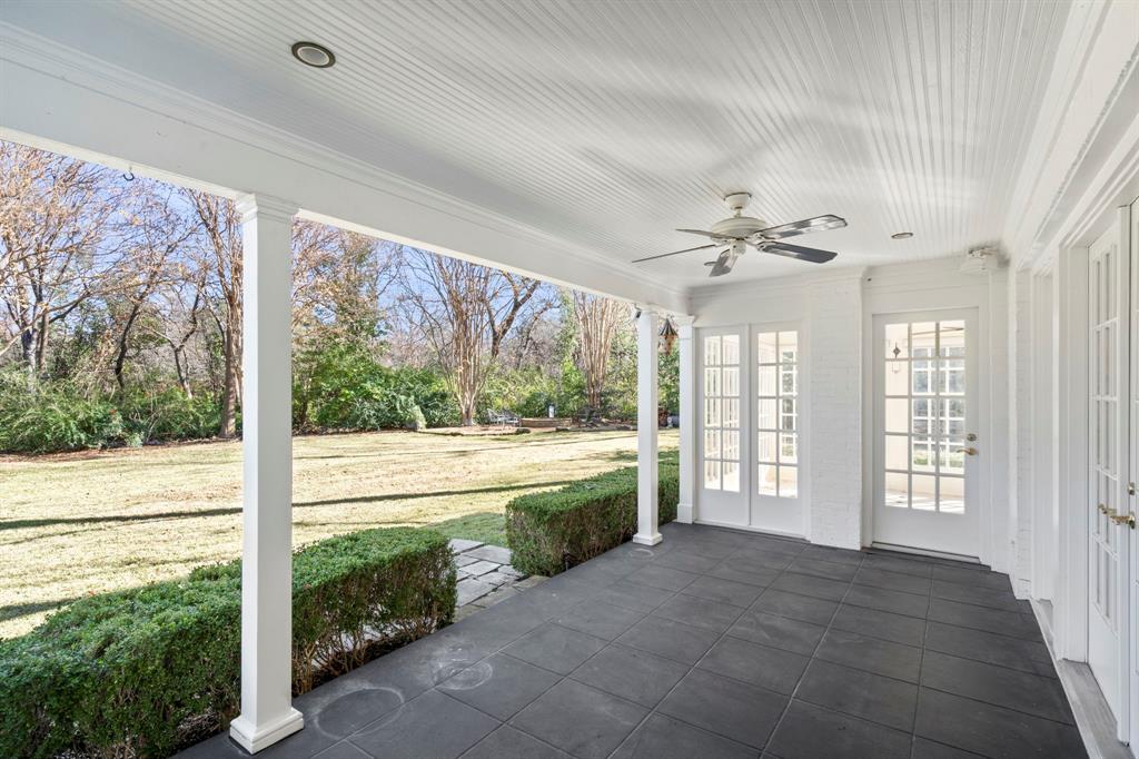 8530 Jourdan Way Dallas, TX 75225 - Photo 34 of 39 Unfurnished sunroom featuring a ceiling fan and french doors