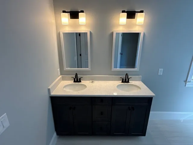a bathroom with a white tub