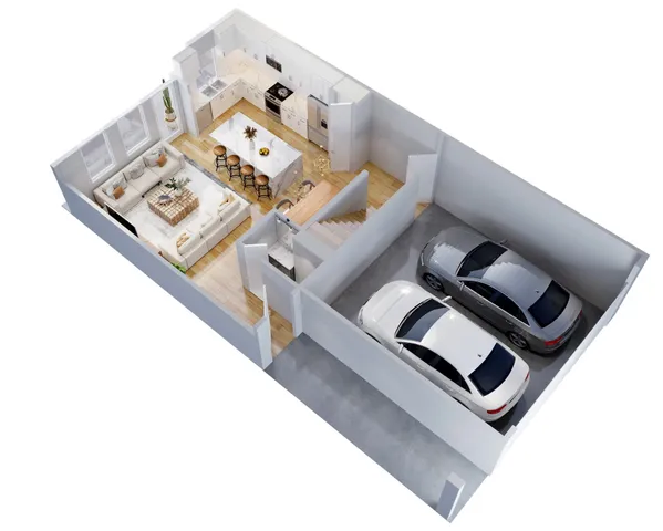 an aerial view of a house