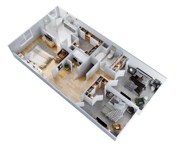 an aerial view of a house