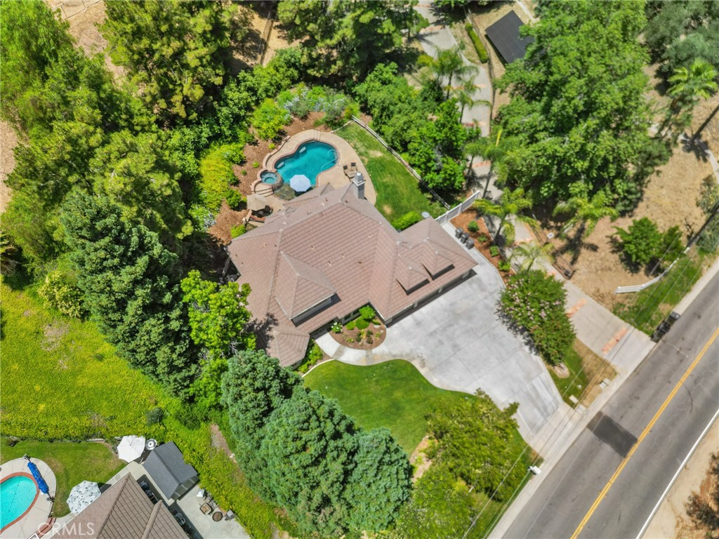 1624 Alessandro Road Redlands, CA 92373 - Photo 51 of 58 an aerial view of a house with a yard basket ball court