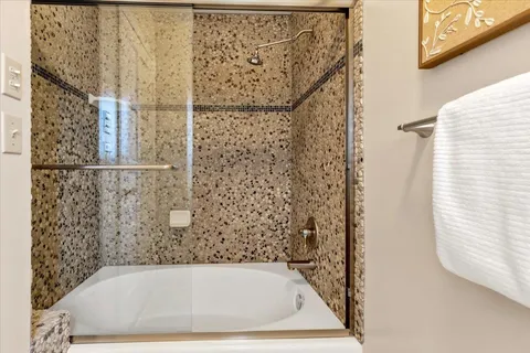 a bathroom with a bathtub