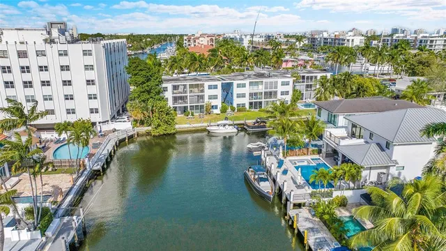 an aerial view of a house with outdoor space
