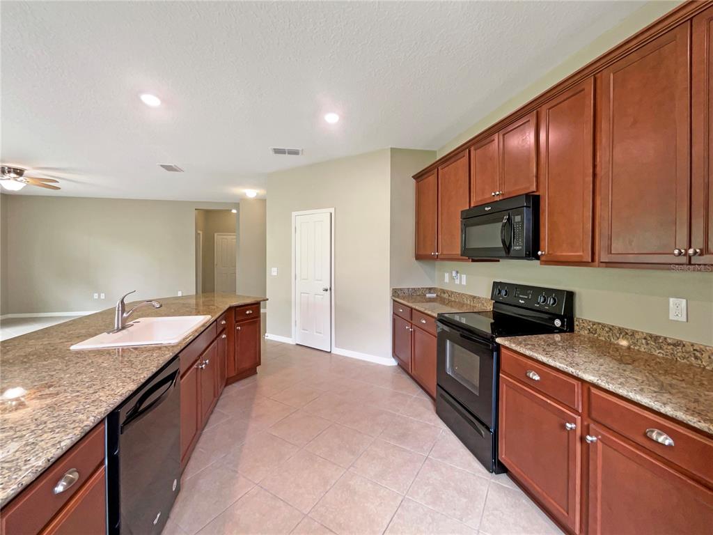 10017 Weathers Loop Clermont, FL 34711 - Photo 6 of 23 a large kitchen with granite countertop a sink and dishwasher a stove top oven with wooden floor