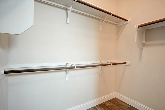 a view of a room with racks on the wall