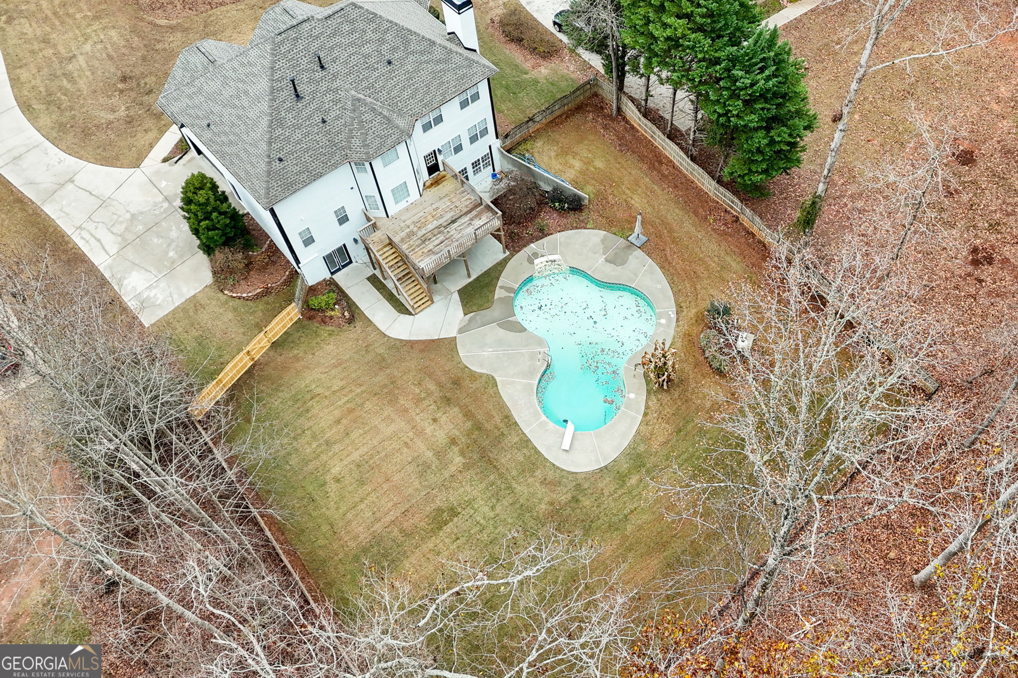 280 Antebellum Way Fayetteville, GA 30215 - Photo 5 of 65 an aerial view of a house with swimming pool and large trees