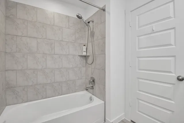 a bathroom with a bathtub