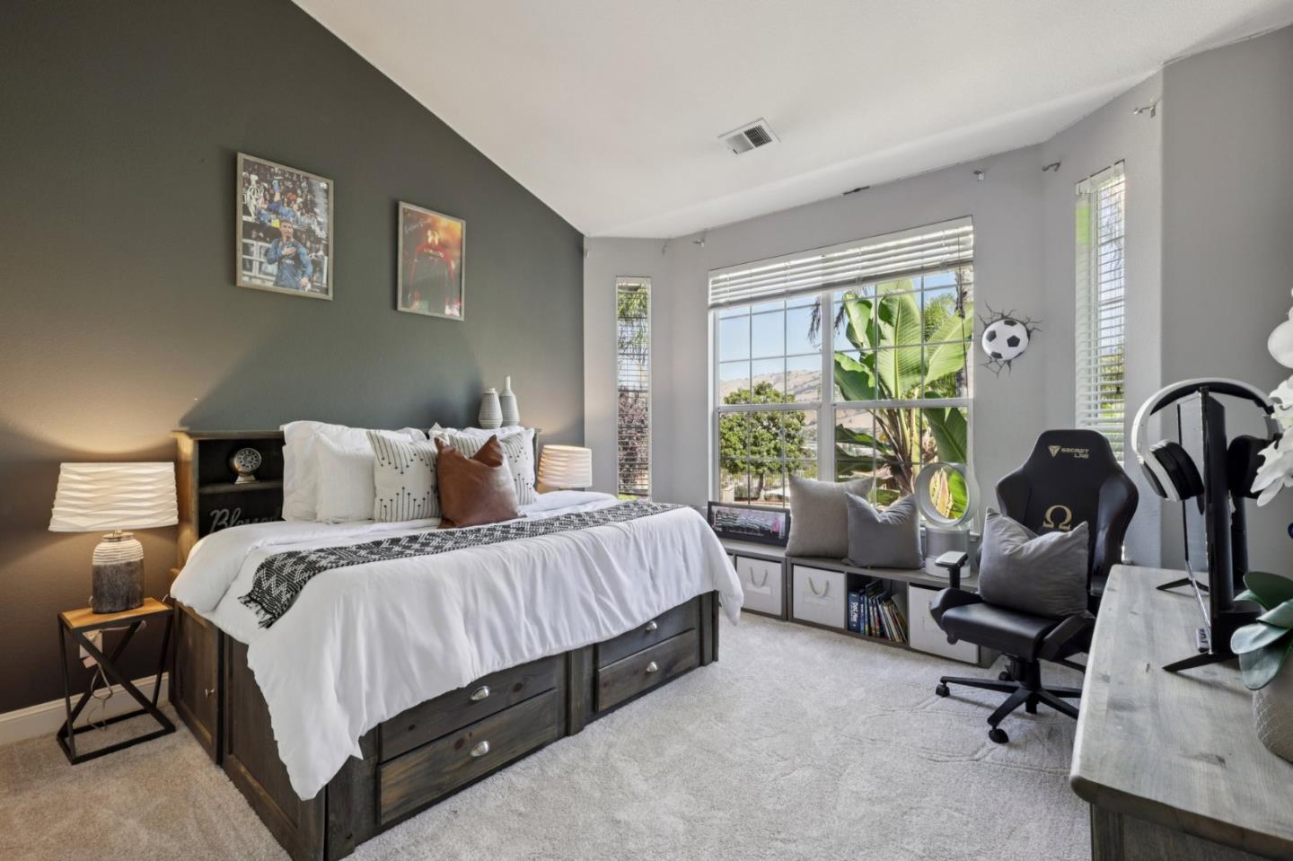 2276 Bentley Ridge Drive San Jose, CA 95138 - Photo 30 of 55 a bedroom with a bed a computer on the desk and a large window