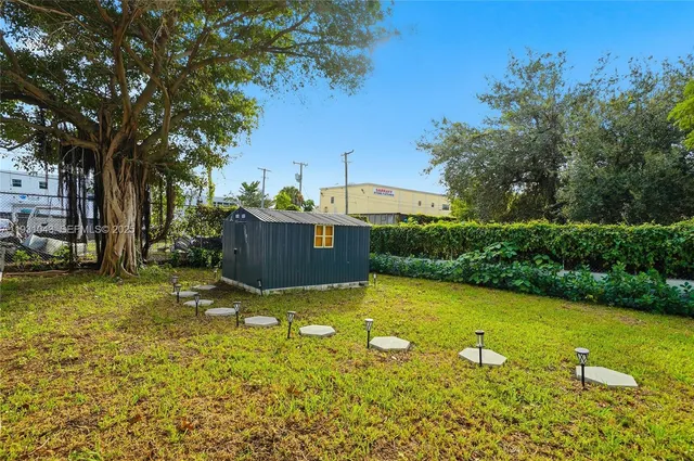 a view of a garden with plants