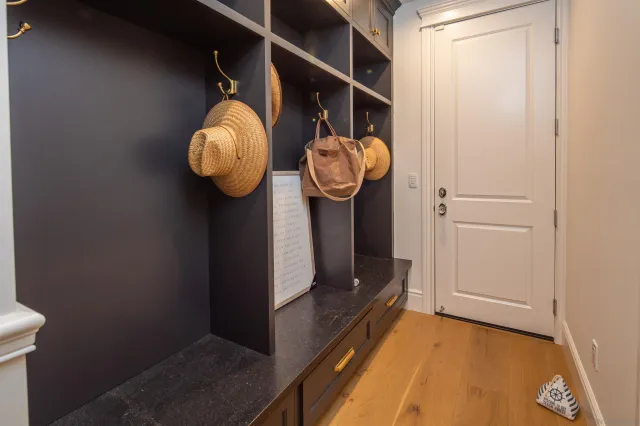 a view of entryway with wooden floor