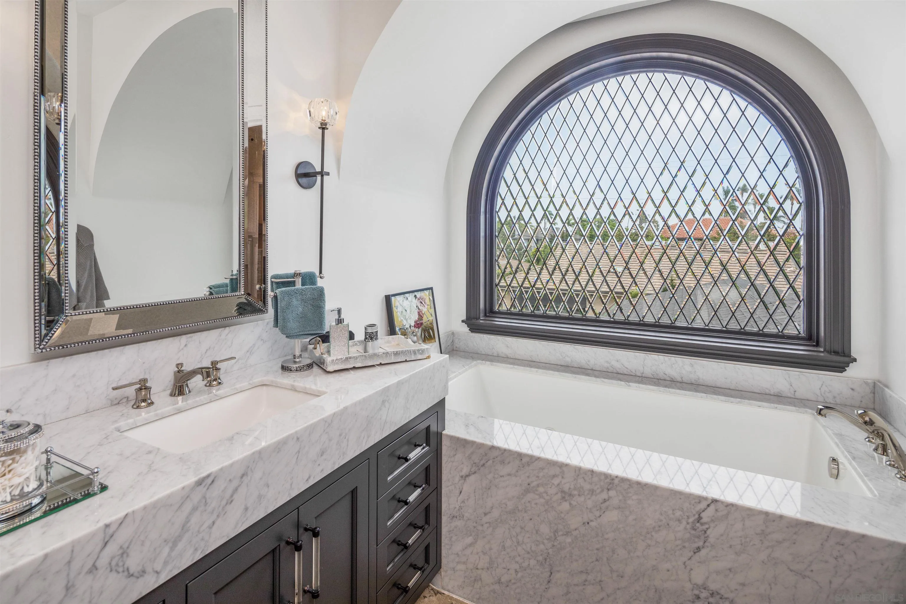 1 Pine Court Coronado, CA 92118 - Photo 44 of 46 a bathroom with a granite countertop sink a toilet and a bathtub