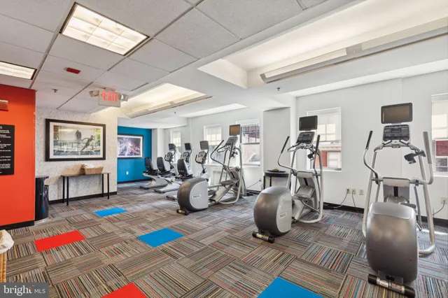 a view of a room with gym equipment