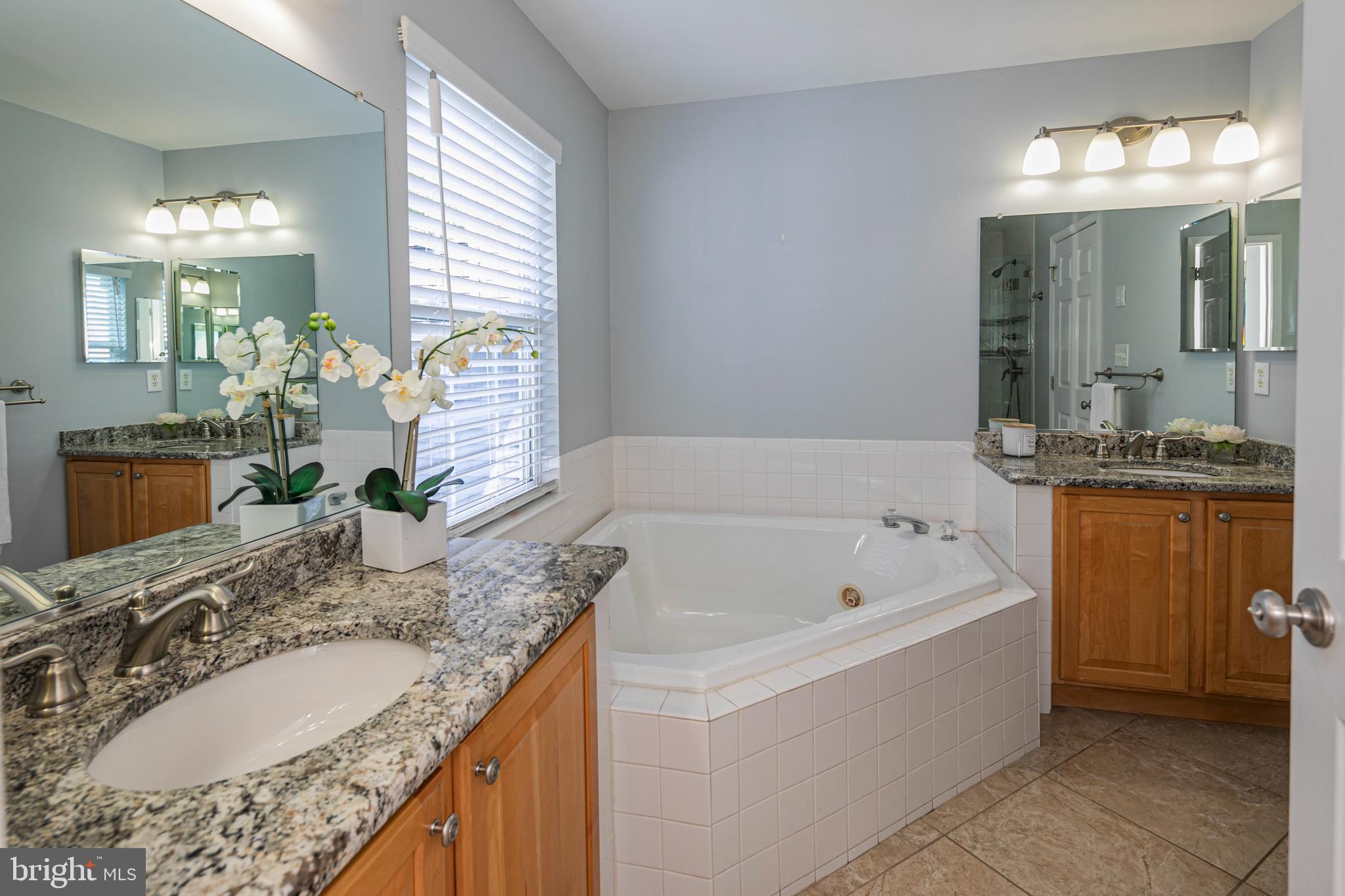 371 Watkins Road Pennington, NJ 08534 - Photo 26 of 42 a bathroom with a granite countertop tub sink and mirror