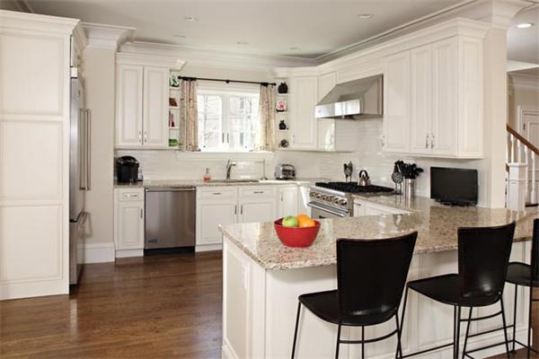 59 Green Street, Unit 2 Brookline, MA 02446 - Photo 5 of 8 a kitchen with stainless steel appliances a sink a stove a refrigerator cabinets and dining table