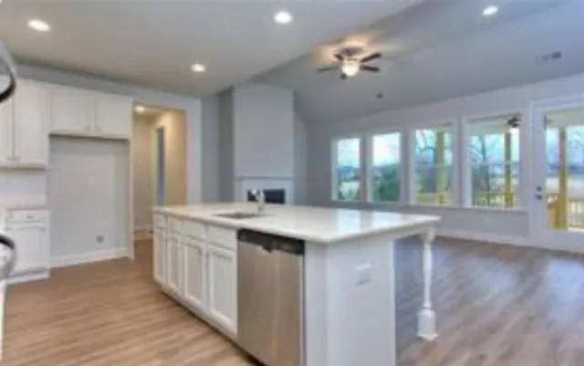 an empty room with windows