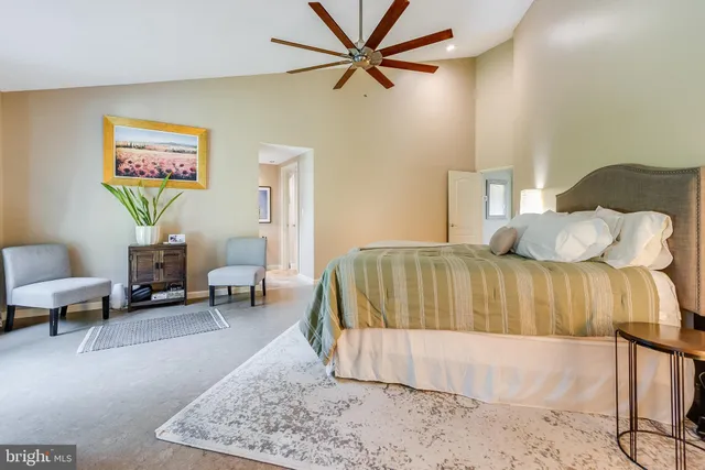 an aerial view of a houses with a outdoor space