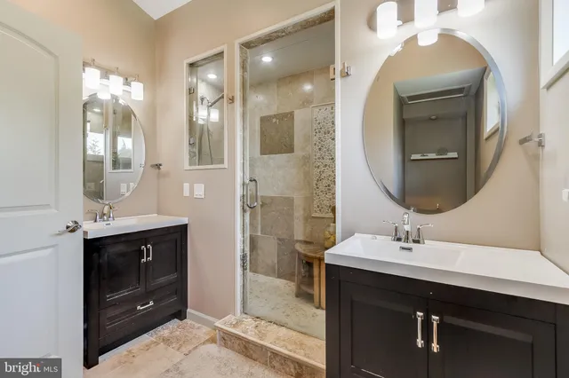 a view of a swimming pool with a garden