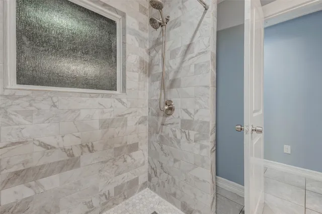 a bathroom with a shower