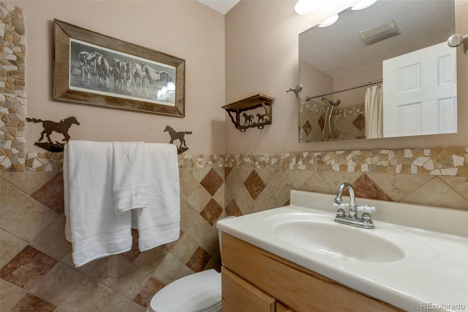8678 Lariat Loop Elizabeth, CO 80107 - Photo 28 of 50 a bathroom with a sink and mirror
